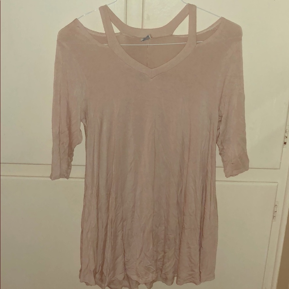 Soft pink semi-off shoulder dress